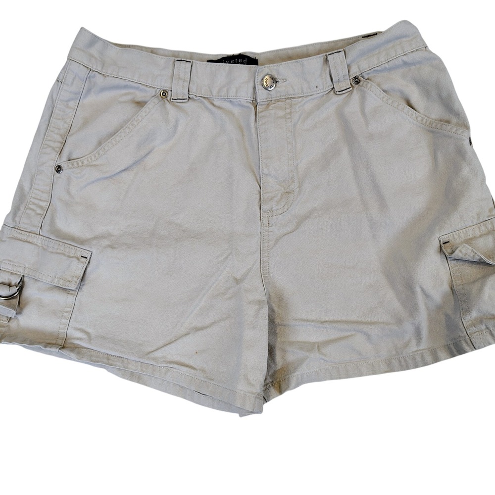 Lee Womens SZ 14M Riveted Cargo Shorts‎ Khaki Ramie Cotton Gorpcore Utility